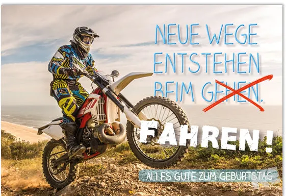 Kurt Eulzer 51-0407 verjaardagskaart crossbike 3D