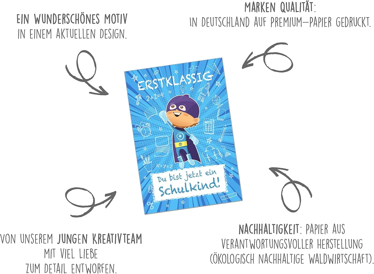 Edition Seidel Premium ES134 wenskaart comic eerste schooldag