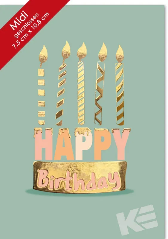 Kurt Eulzer 45-5149 verjaardagskaart midi Happy Birthday folie