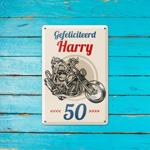 Gozi Harry's Motor metalen bord 20x30cm verjaardag