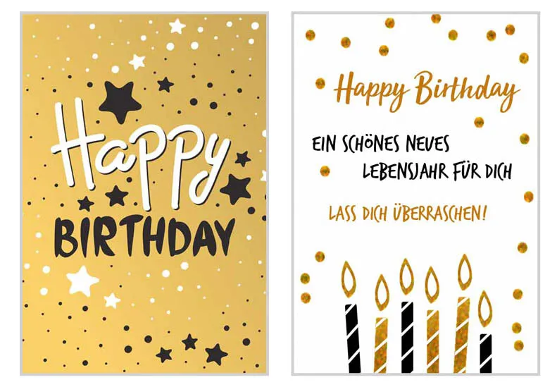 Edition Seidel 20044 verjaardagskaarten goud set 4 stuks