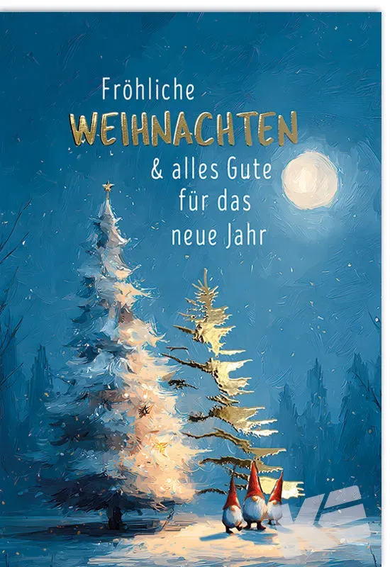Kurt Eulzer Winterwald 22-1296 kerstkaart kabouter goud 1 stuk