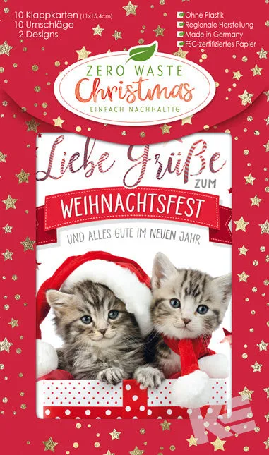 Kurt Eulzer 22-5784 kerstkaarten set honden katten 10 stuks