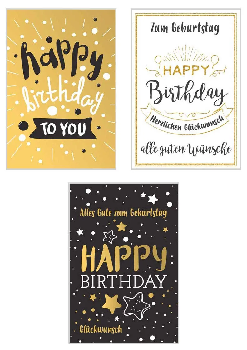 Edition Seidel 20821 verjaardagskaarten set 9 stuks goud