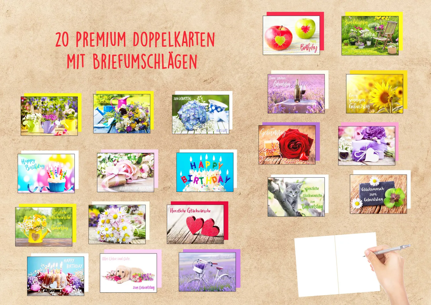 Edition Seidel Premium verjaardagskaarten 20814 set 20 mix