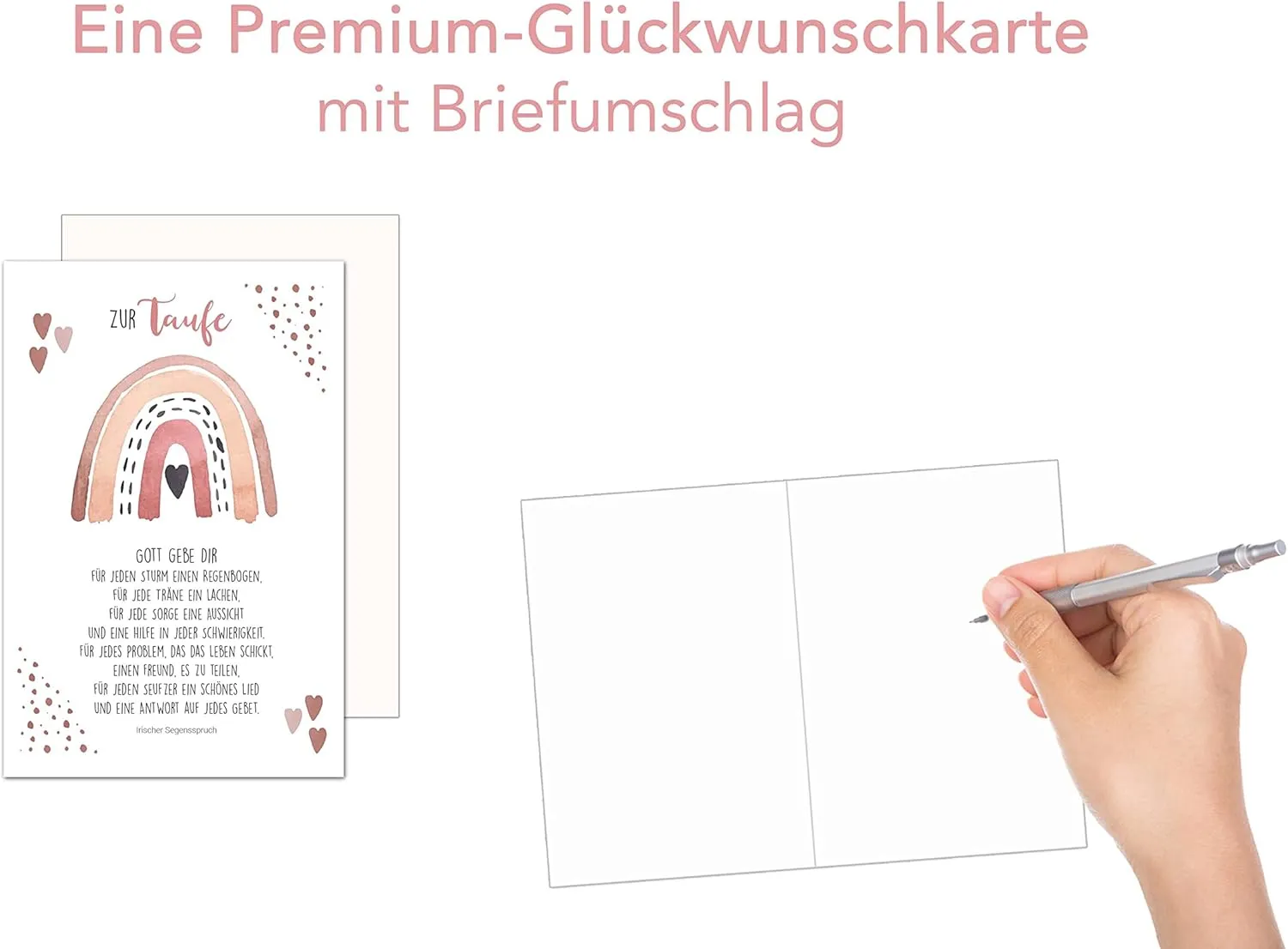 Edition Seidel ET175 SW023 doopkaart met envelop regenboog roze
