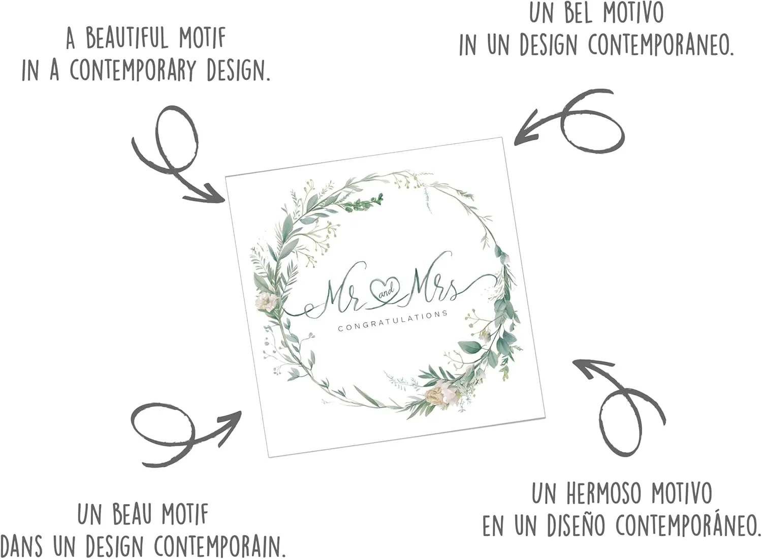 Edition Seidel HQ101 SW024 huwelijkskaart just married eucalyptus