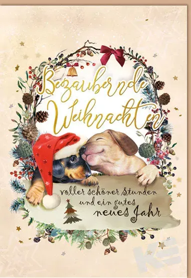 Kurt Eulzer 22-1145 kerstkaart puppy's per stuk reliëf