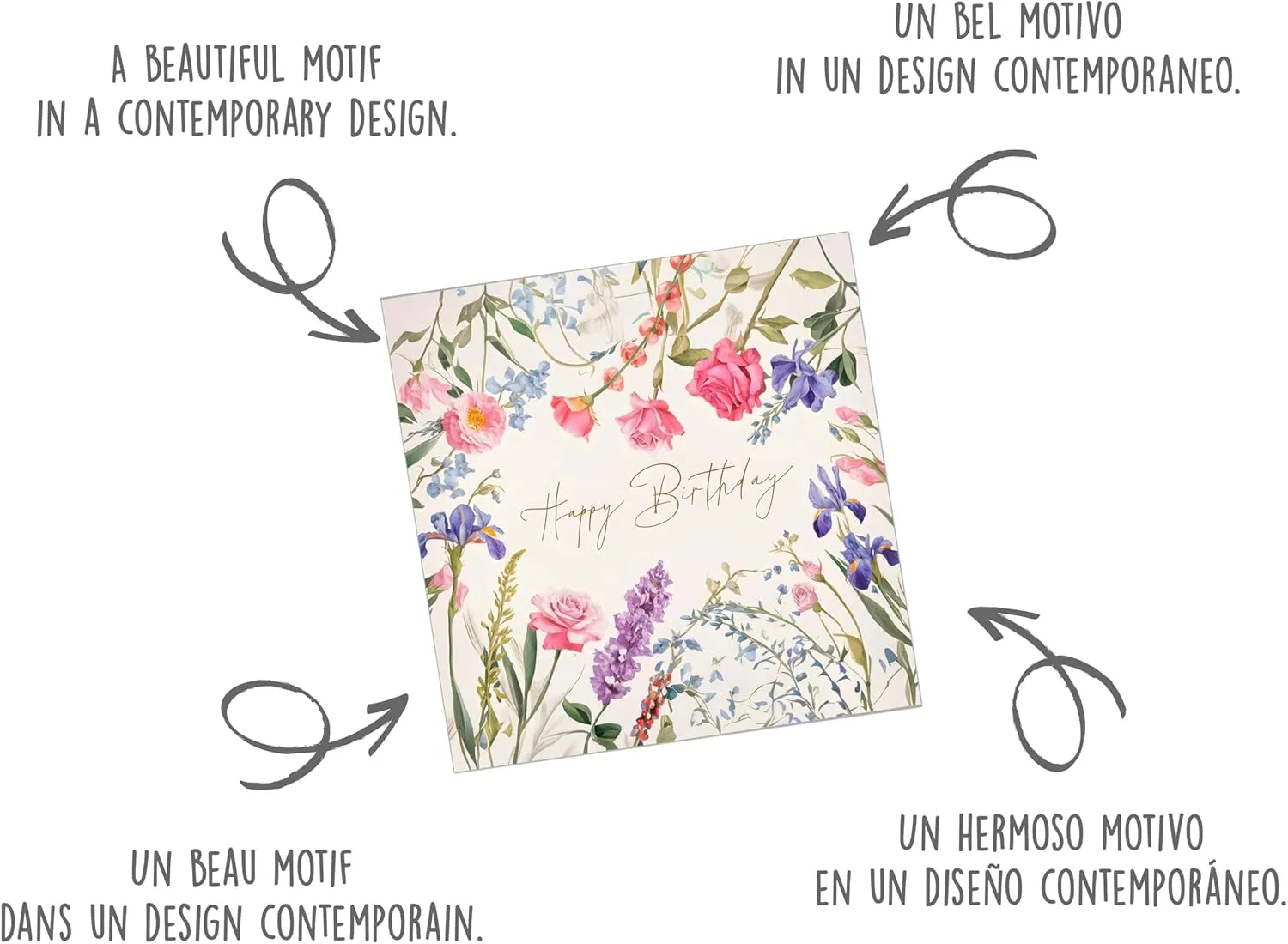 Edition Seidel GQ324 verjaardagskaart vierkant bloemen envelop