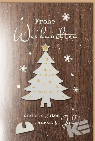Kurt Eulzer 22-1379 kerstkaart houten boom sneeuw