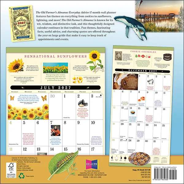 Sellers Publishing Old Farmer's Almanac 2027 wandkalender 17 maanden