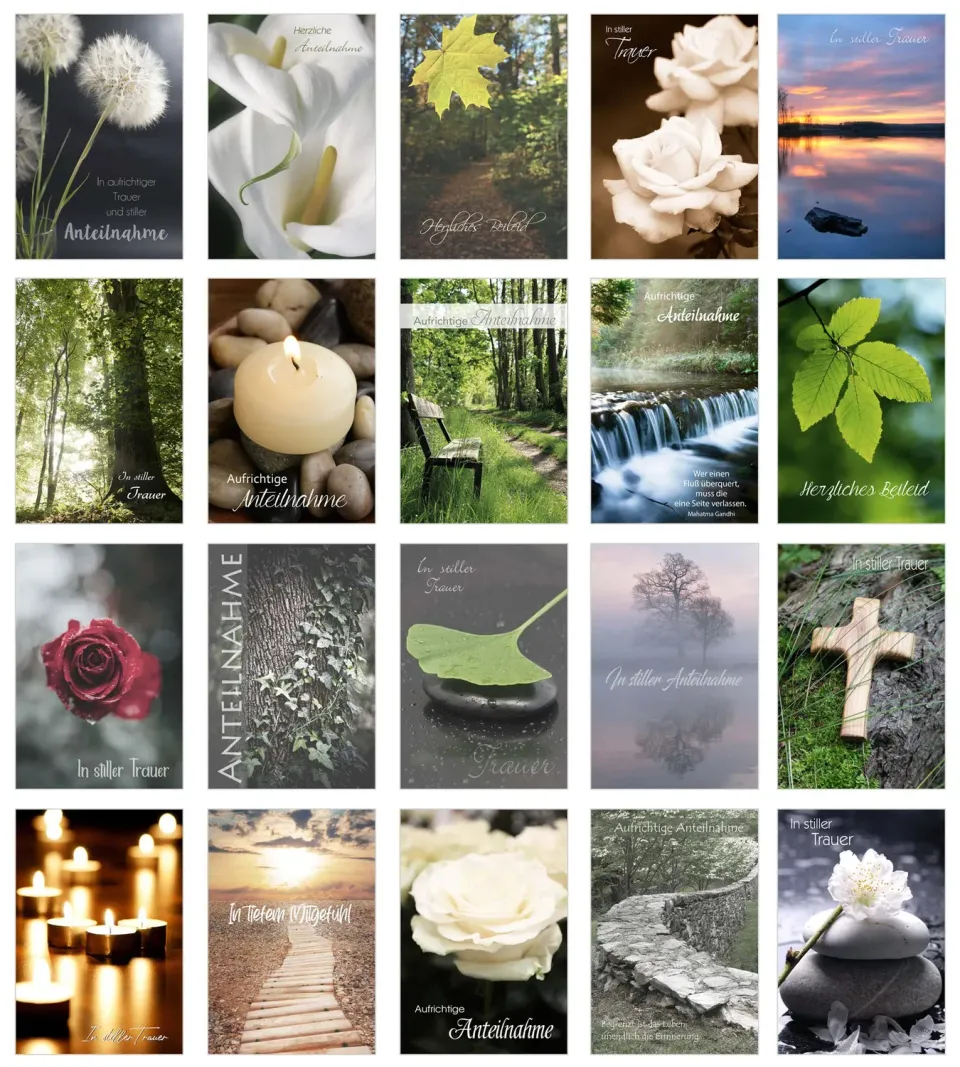 Edition Seidel 21249 rouwkaarten set 20 met envelop invoelend