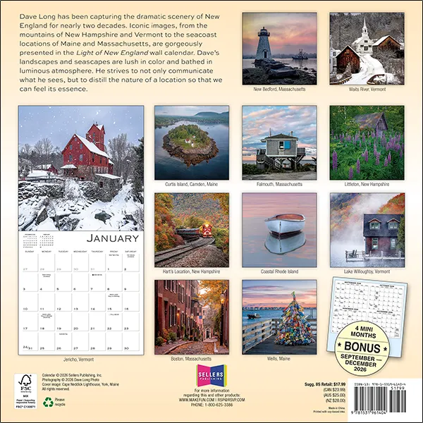 Sellers Publishing The Light of New England wandkalender 2027