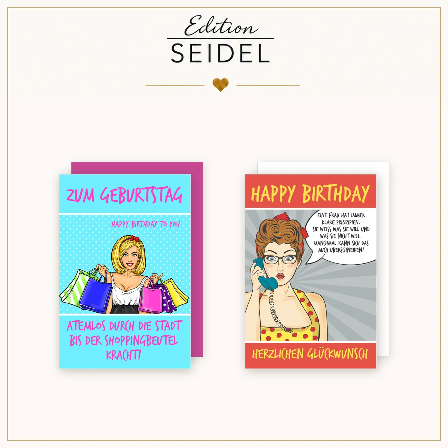 Edition Seidel 36699 verjaardagskaarten 6 stuks pop art grappig