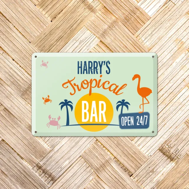Gozi Metalen bord Tropical Bar 30x20cm bord zomer bar