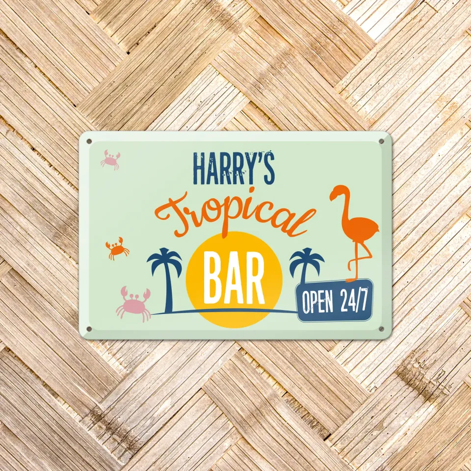 Gozi Metalen bord Tropical Bar 30x20cm bord zomer bar