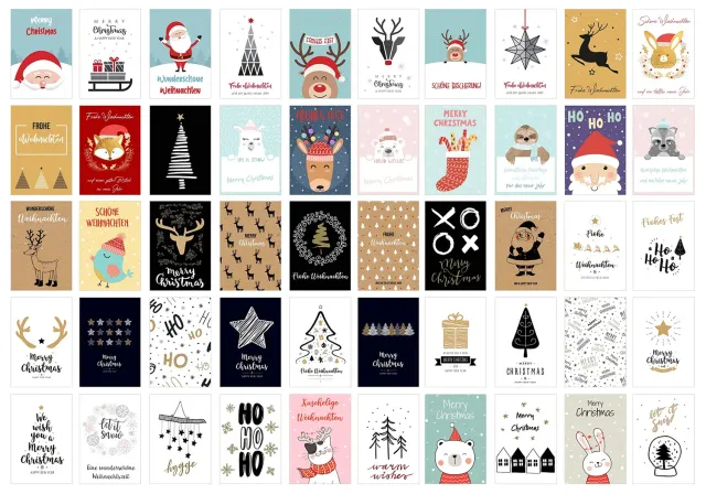 Edition Seidel kerst postkaarten 20674 set 100 stuks 2x50