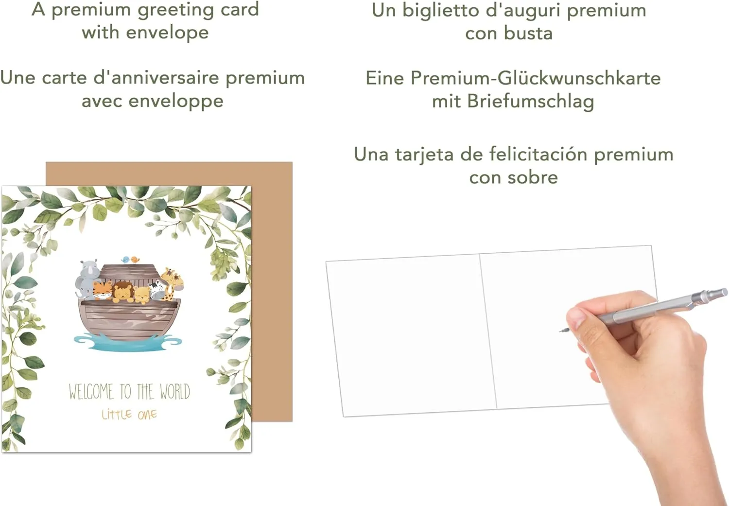 Edition Seidel Premium EQ114 SW024 geboortekaartje Hello Baby vierkant