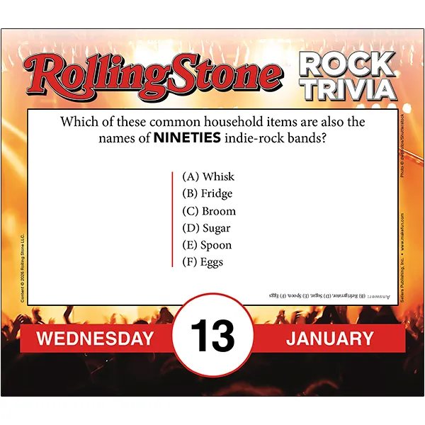 Rolling Stone Rock Trivia 2027 scheurkalender rockquiz