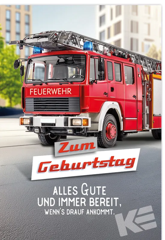 Kurt Eulzer 51-1906 verjaardagskaart brandweer 3D