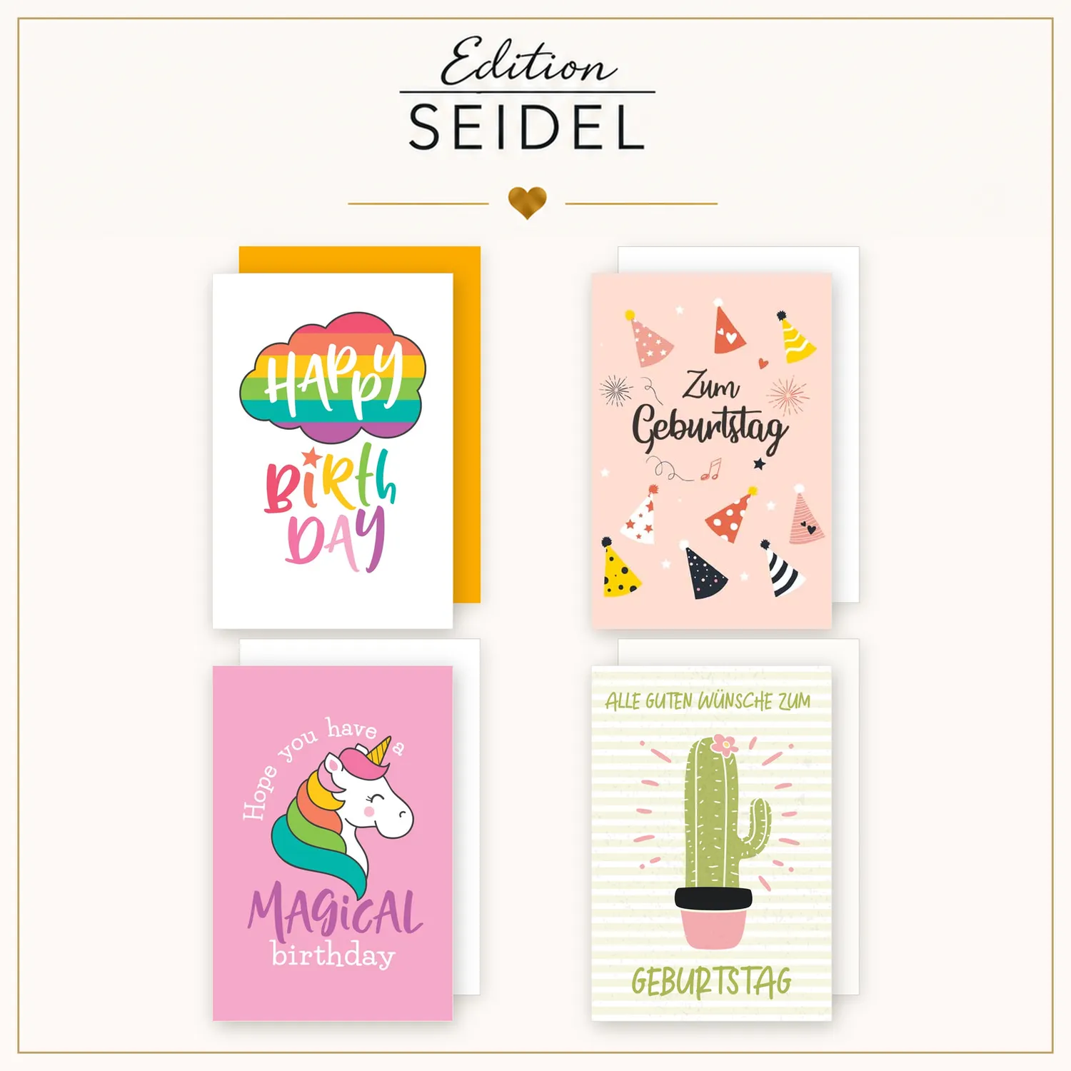 Edition Seidel SW026 36705 verjaardagskaarten set 20 met envelop