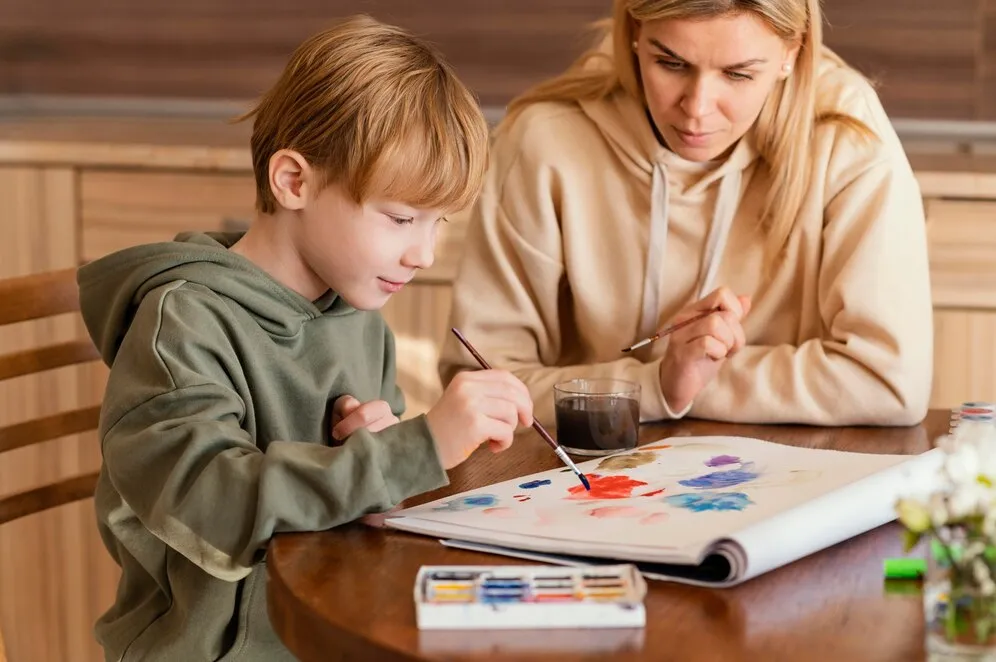 Blad & Beeld Ouder & kind schilderen op canvas workshop