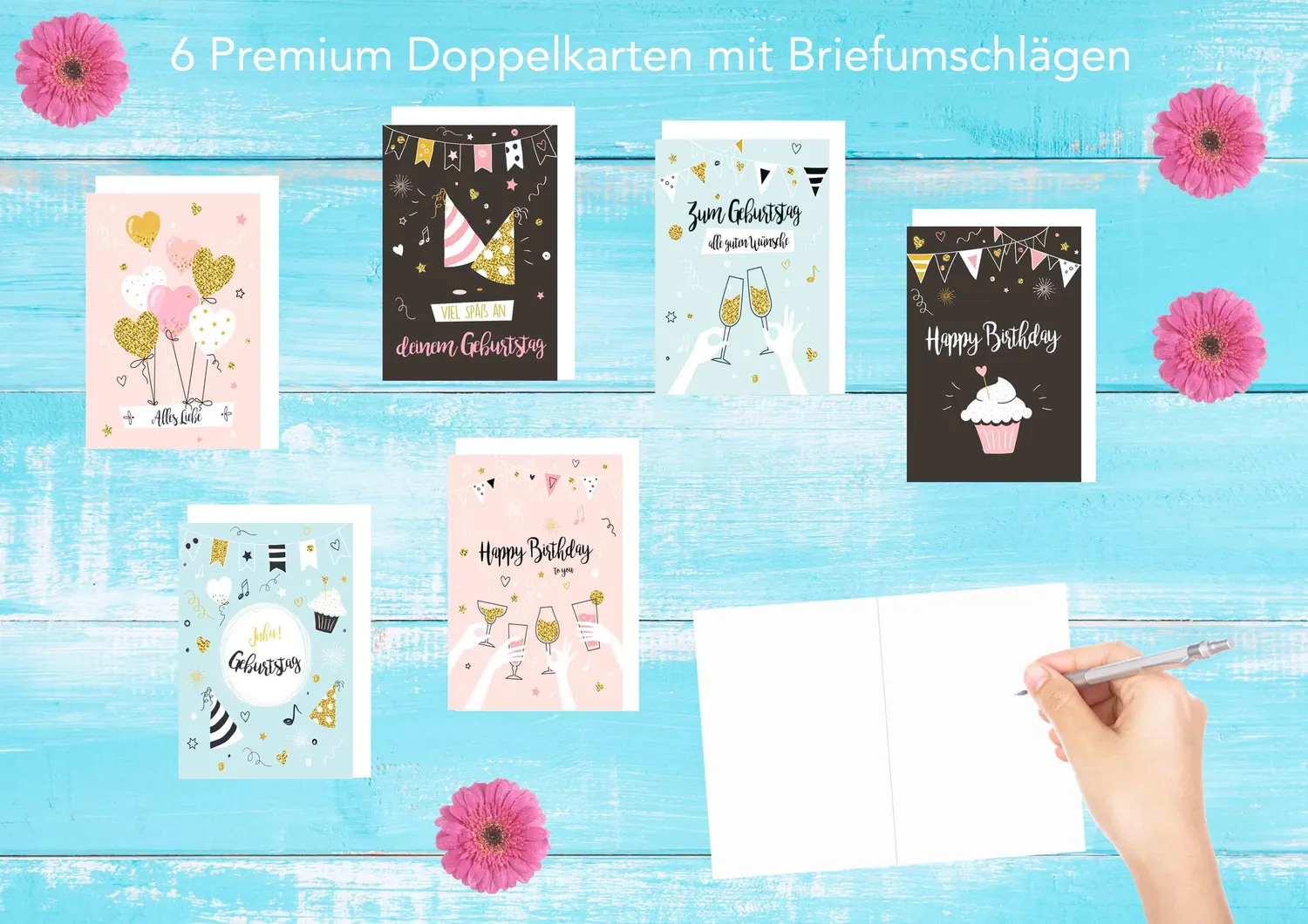 Edition Seidel 20095 verjaardagskaarten set van 6 met envelop