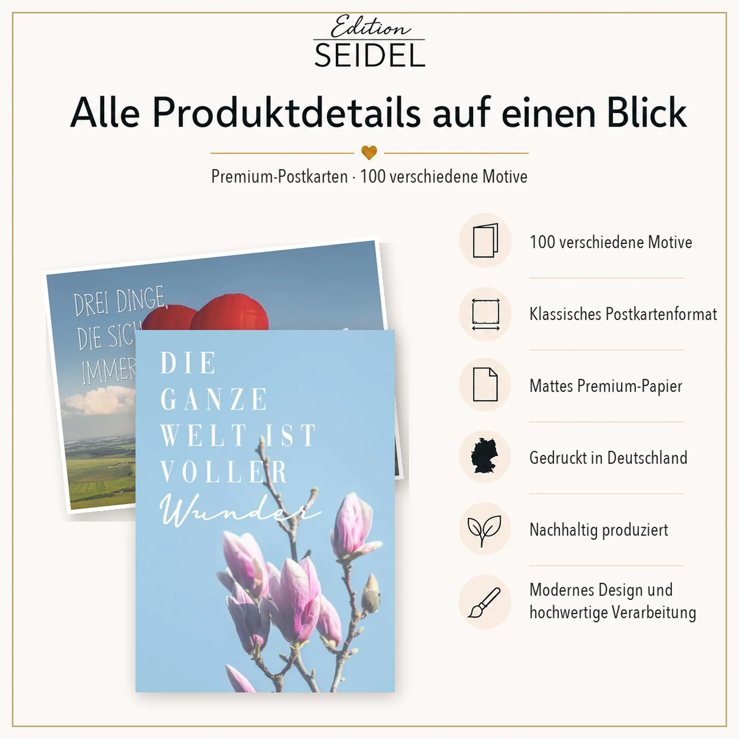 Edition Seidel spreuk postkaarten 36706 set 100 stuks mat