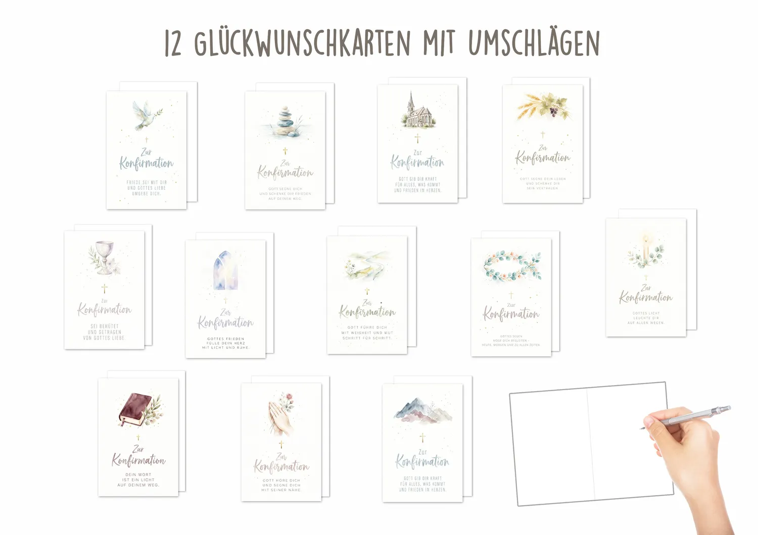 Edition Seidel Set 32280 confirmatiekaarten 12 stuks met envelop