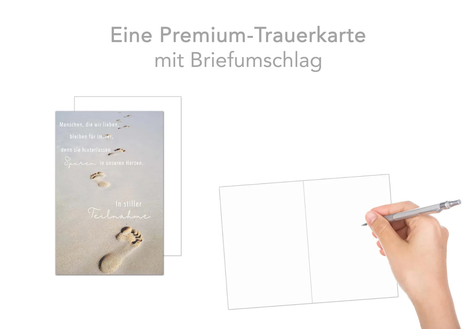 Edition Seidel Premium rouwkaart T1141 SW024 met envelop voetsporen