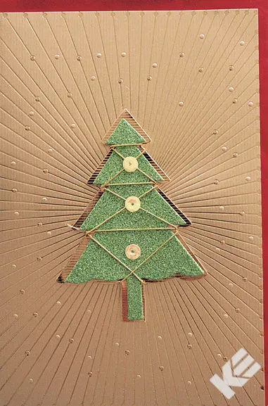 Kurt Eulzer 22-1661 kerstkaart goud met boom