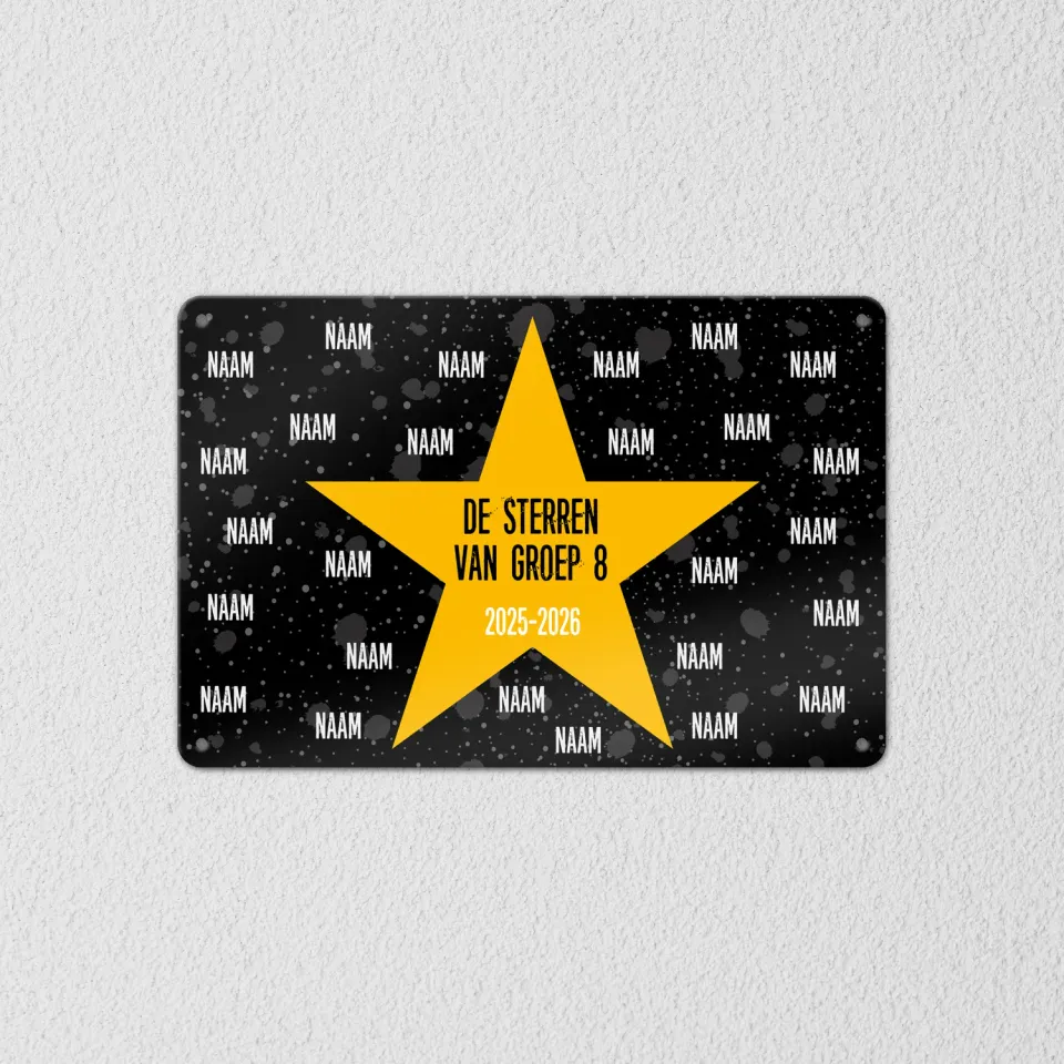 Gozi Gele Ster metalen bord 30x20cm groep 8