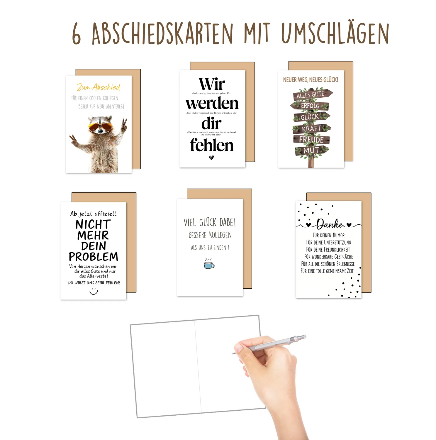 Edition Seidel 35742 afscheid wenskaarten set van 6 met envelop