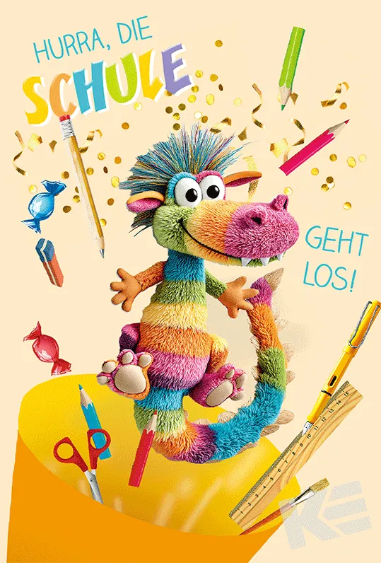 Kurt Eulzer 60-6119 wenskaart schoolbegin 3D-effect