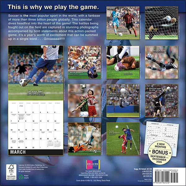 Sellers Publishing Soccer 2027 Wandkalender Voetbal