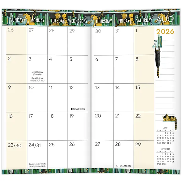 Sellers Publishing Bookshelf Cats 2027 zakagenda pocket katten