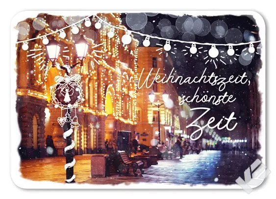 Kurt Eulzer 20-1478 kerstkaarten verlichte straat 10 stuks