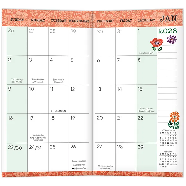 Sellers Publishing Garden Poppies 2027 zakagenda pocket bloemen