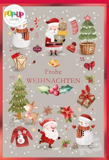 Kurt Eulzer 22-1245 pop-up kerstkaart 3D kerstmannen