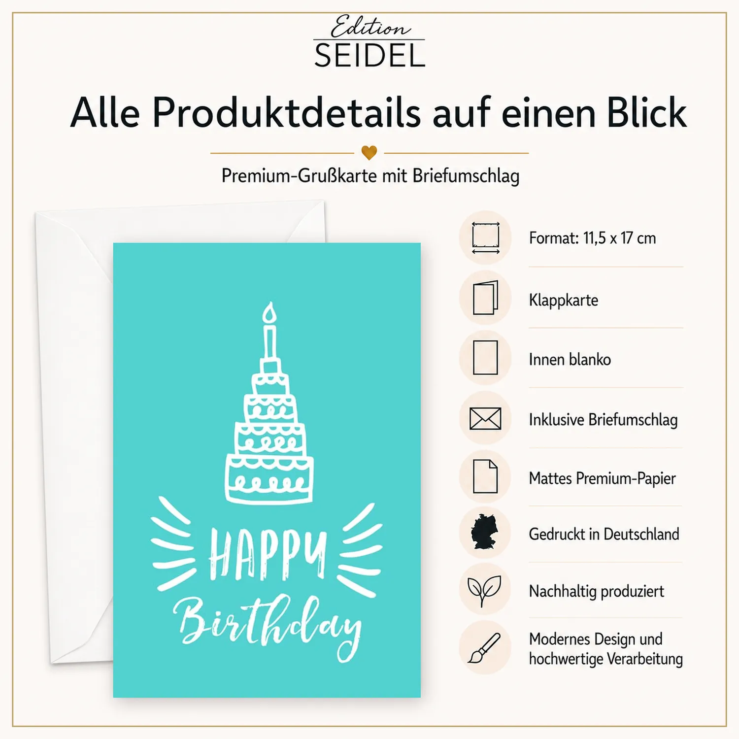 Edition Seidel SW026 36705 verjaardagskaarten set 20 met envelop
