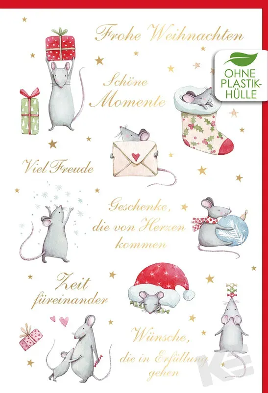 Kurt Eulzer 22-1650 kerstkaart muizen Green Christmas