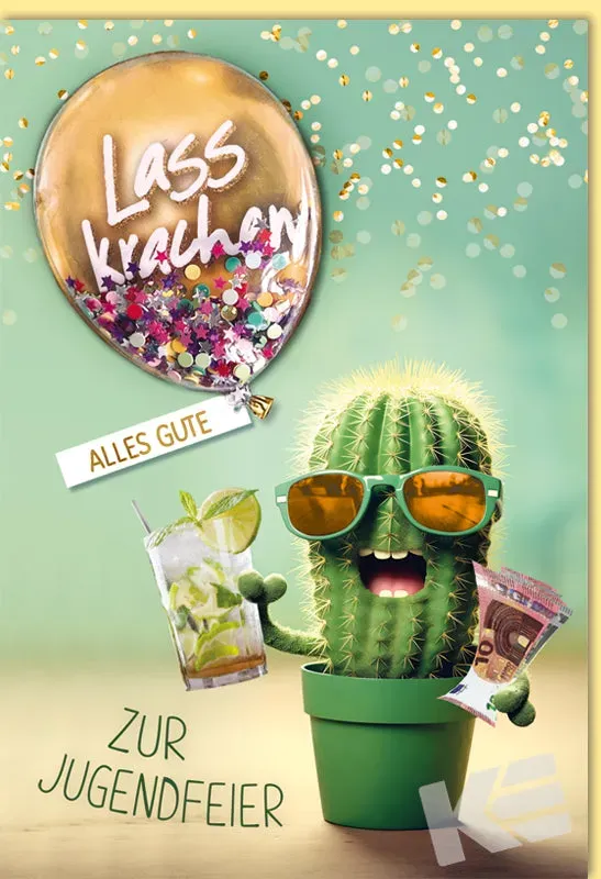 Kurt Eulzer 17-1163 wenskaart cactus cocktail 1 stuk