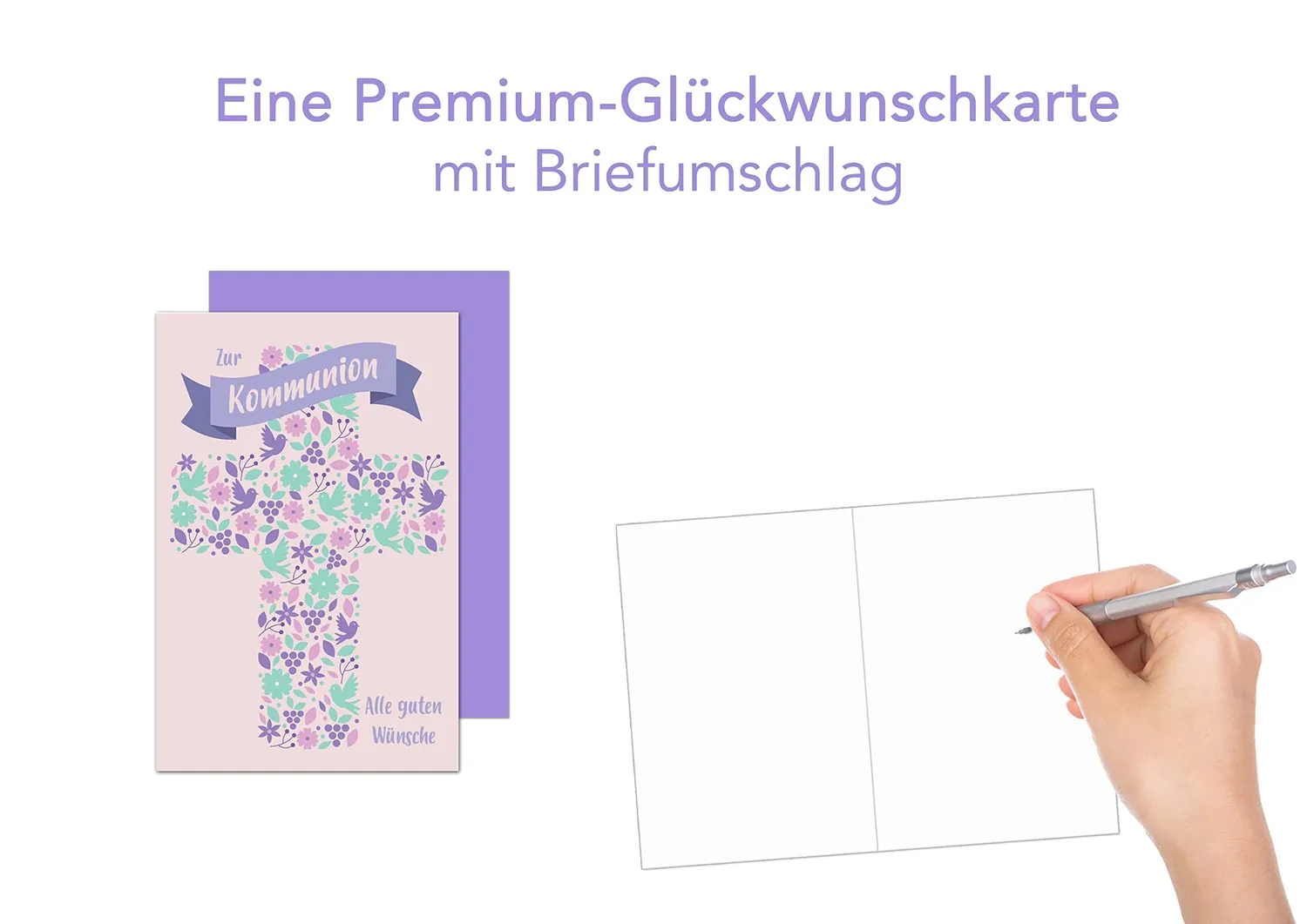Edition Seidel Premium KO261 communiekaart met envelop bloemen