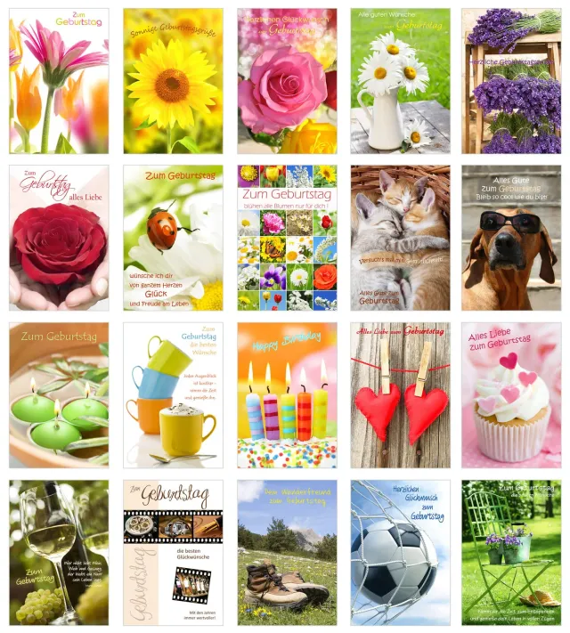 Edition Seidel 20047 verjaardagskaarten set 20 met envelop