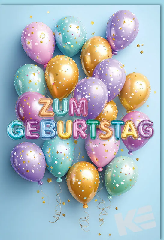 Kurt Eulzer 51-1075 verjaardagskaart ballonnen 3D staand