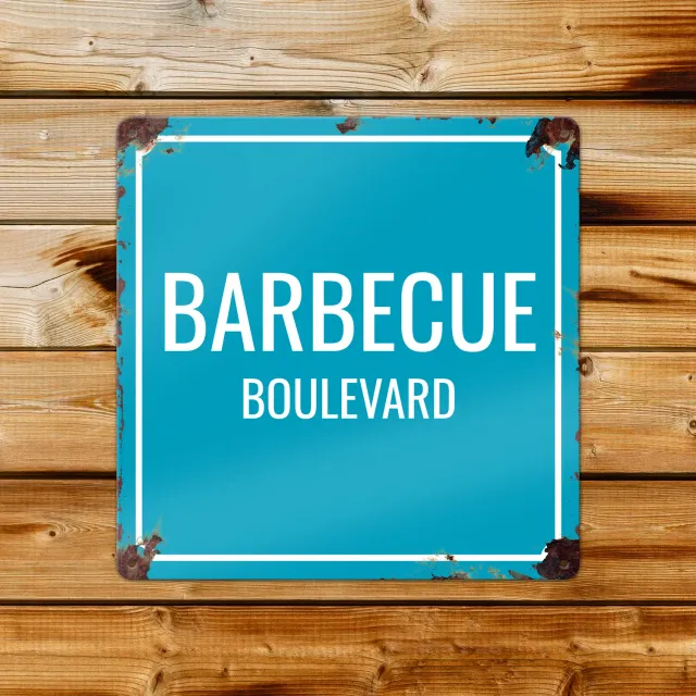 Gozi BBQ Blvd metalen bord 30x30cm straatnaam