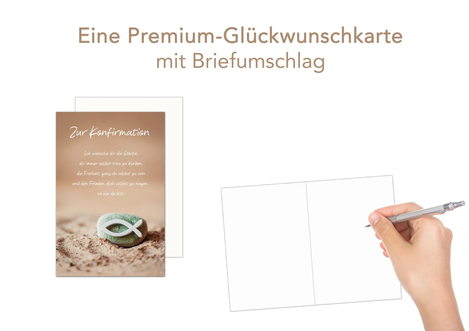 Edition Seidel 24493 confirmatiekaart met envelop vis stenen
