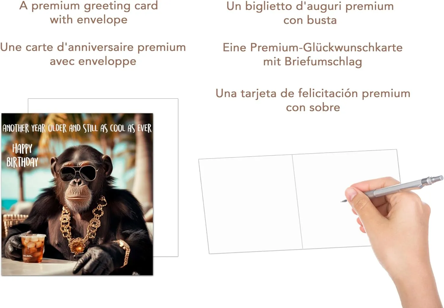 Edition Seidel GQ219 vierkante verjaardagskaart aap humor