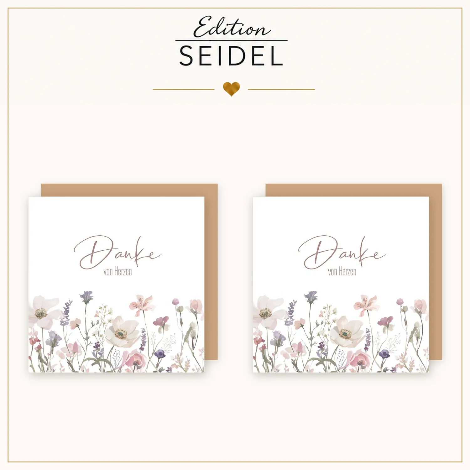 Edition Seidel 36697 bedankkaarten vierkant 6 stuks bloemen