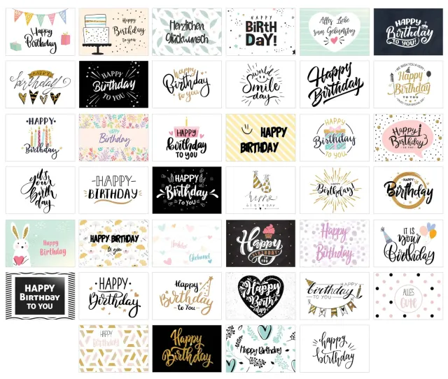 Edition Seidel 21224 verjaardagspostkaarten 36 stuks